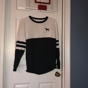 Grey and white sweatshirt from pink